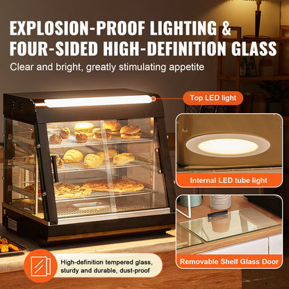 3-stufiger kommerzieller Speisenwärmer-Display-Arbeitsplatten-Pizzaschrank mit Beleuchtung
