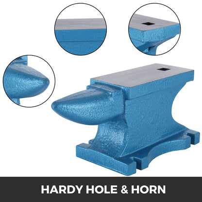 Single Horn Anvil, 99Lbs Rugged Round Horn Anvil Blacksmith Jewelers Metalsmith Blacksmith Tool Cast Iron Anvil Blacksmith for Sale Forge Tools and Equipment