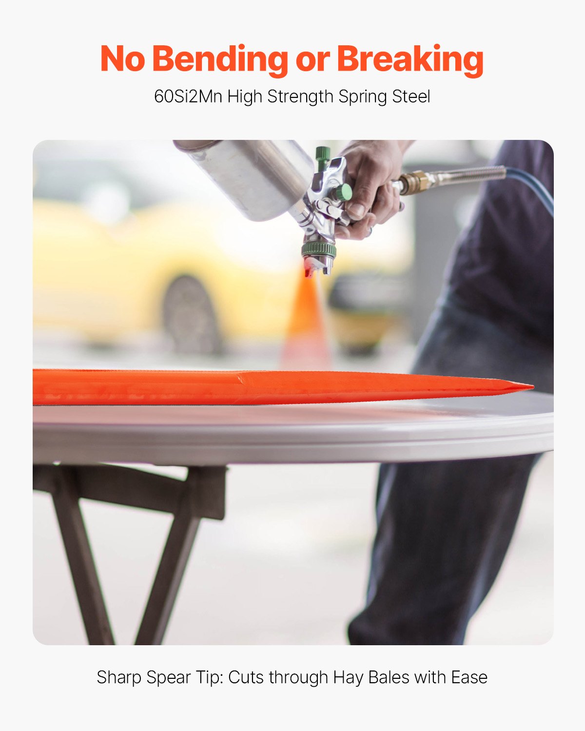 49" höspjut, balspjut 1600lbs lastkapacitet, minilastare traktortillbehör med 2st 17,5" stabilisatorspjut, snabbfäste spikgafflar