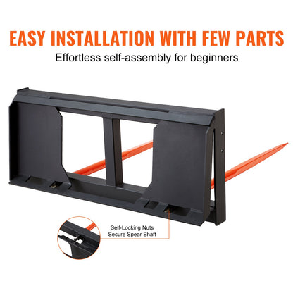 49" höspjut, balspjut 3000lbs lastkapacitet, minilastare Traktortillbehör 2 st spjut, snabbfäste spikgafflar