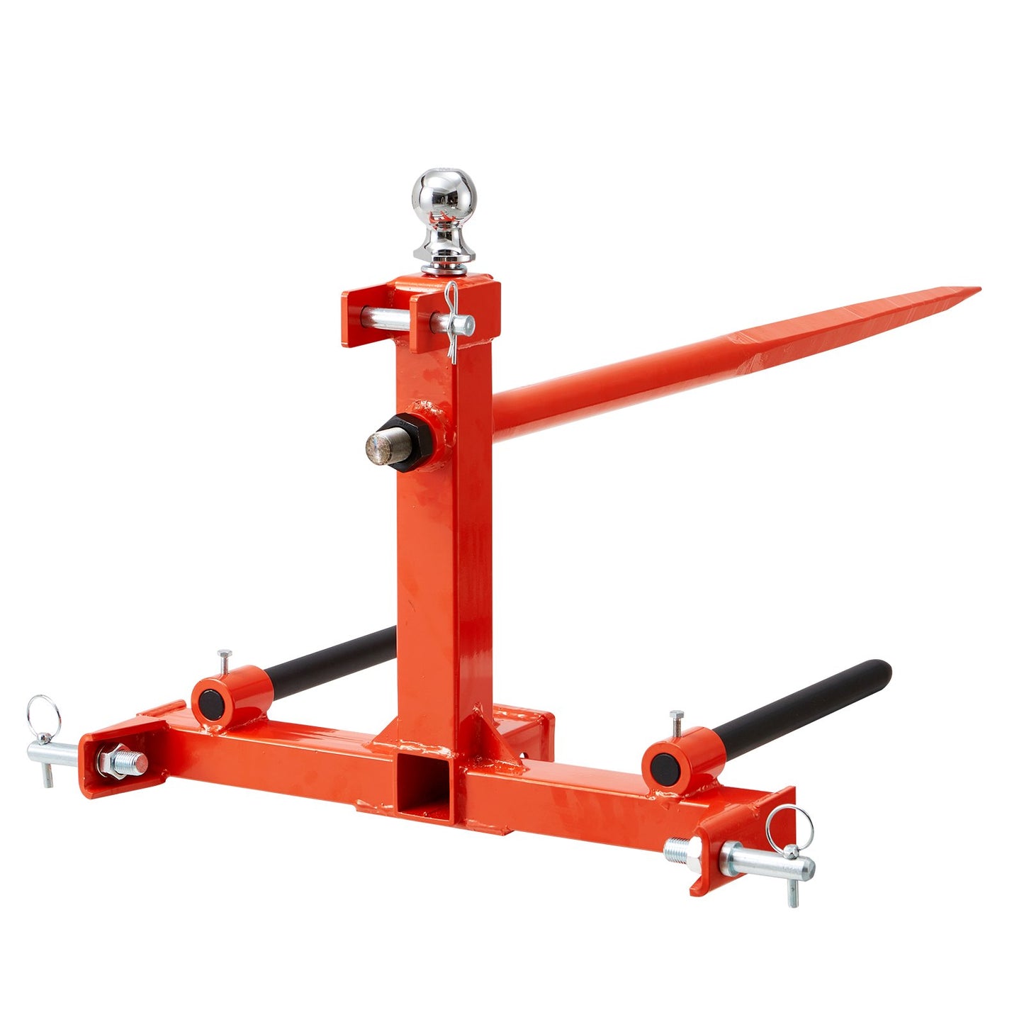 49" Heuspieß, Ballenspieß mit 1600 lbs Tragkraft, Dreipunkt-Traktorbefestigung mit 2 x 17,5" Stabilisierungsspieß, Schnellbefestigungs-Nagelgabeln