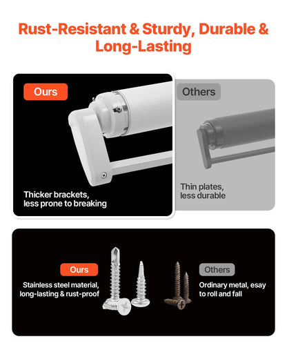 Camper Awning Fabric Replacement, 1" to 13', Weatherproof Durable Slide Topper Awning with Bracket, Heavy Duty Slide Topper Awning with Stainless Steel Material, Fit for RV & Motorhome(White)