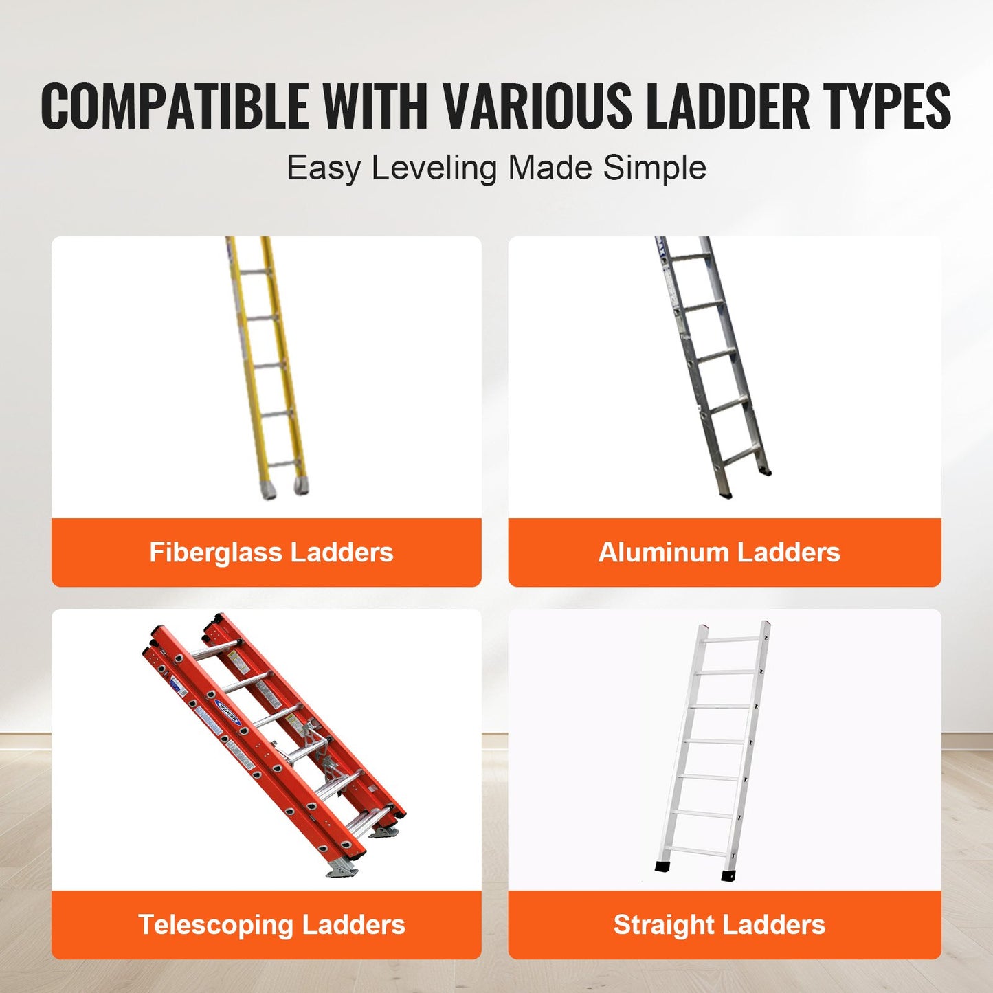 Ladder Levler, 20 inch Steel 550lbs Load Ladder Leveling Tool, Pitch Hopper, Stair Ladder Stabilizer with Storage, Easy to Use for All Surfaces,Extension Ladder Accessories for Uneven Ground
