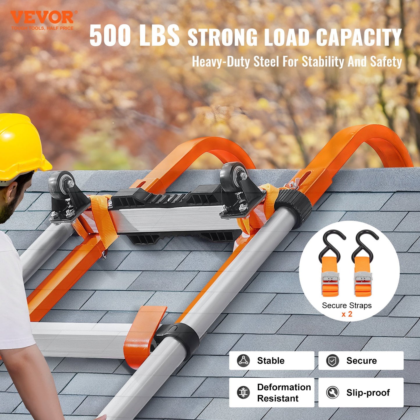 Ladder Roof hook Stabilizer 2-pack with wheel rubber grip T-Bar Steel