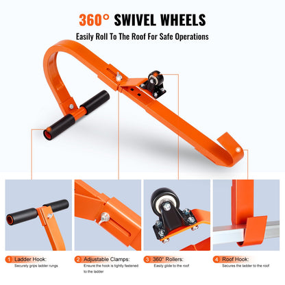 Ladder Roof hook Stabilizer 2-pack with wheel rubber grip T-Bar Steel