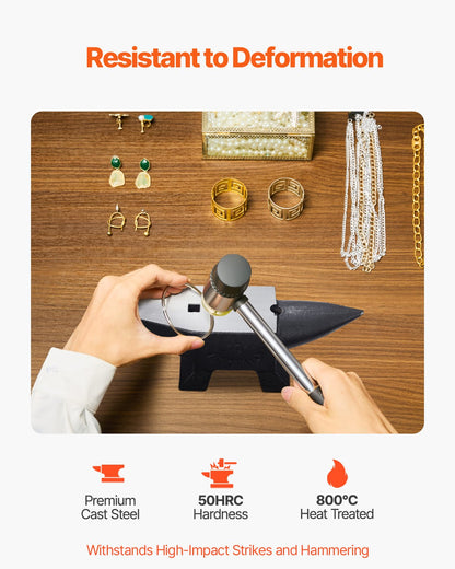 Cast Iron Anvil, 22 Lbs/10kg Single Horn Anvil, with Large Countertop and Stable Base, High Hardness Rugged Round Horn Anvil Blacksmith, for Shaping, Bending