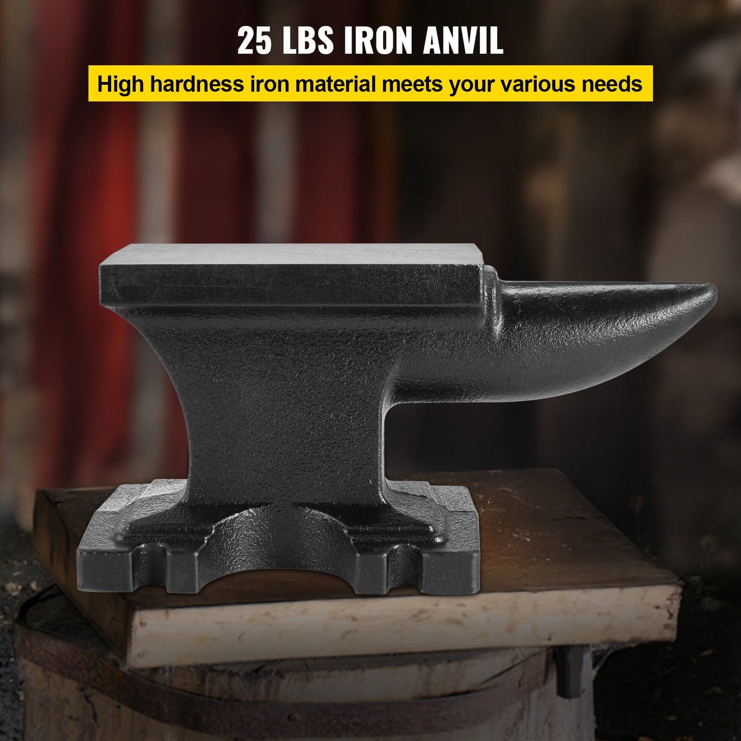 Cast Iron Anvil, 25 Lbs(11kg) Single Horn Anvil with 6.8 x 3.5 inch Countertop and Stable Base, High Hardness Rugged Round Horn Anvil Blacksmith, for Bending, Shaping