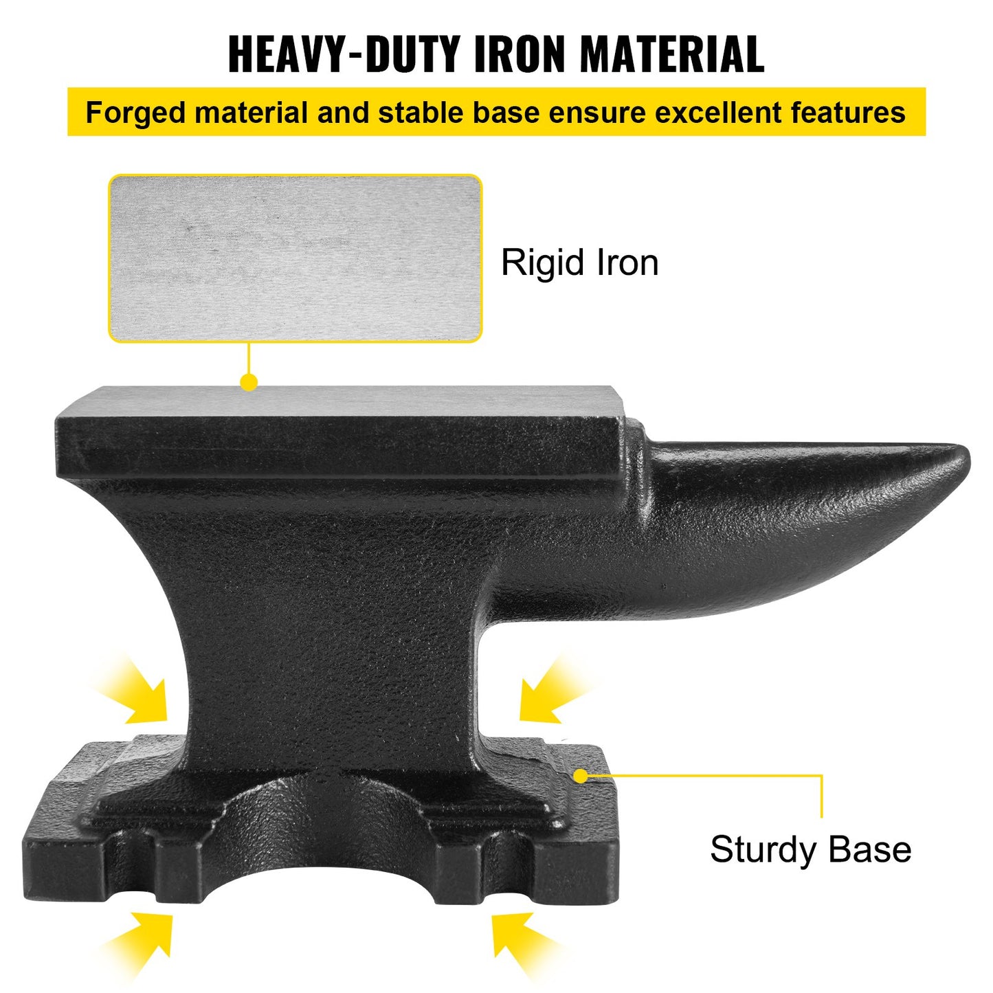 Cast Iron Anvil, 25 Lbs(11kg) Single Horn Anvil with 6.8 x 3.5 inch Countertop and Stable Base, High Hardness Rugged Round Horn Anvil Blacksmith, for Bending, Shaping