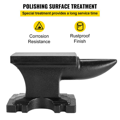 Cast Iron Anvil, 25 Lbs(11kg) Single Horn Anvil with 6.8 x 3.5 inch Countertop and Stable Base, High Hardness Rugged Round Horn Anvil Blacksmith, for Bending, Shaping