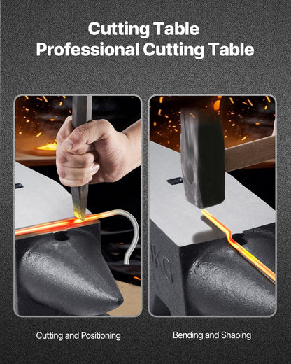 Cast Iron Anvil, 86 Lbs Single Horn Anvil with Large Countertop and Stable Base, High Hardness Rugged Round Horn Anvil Blacksmith, for Bending, Shaping