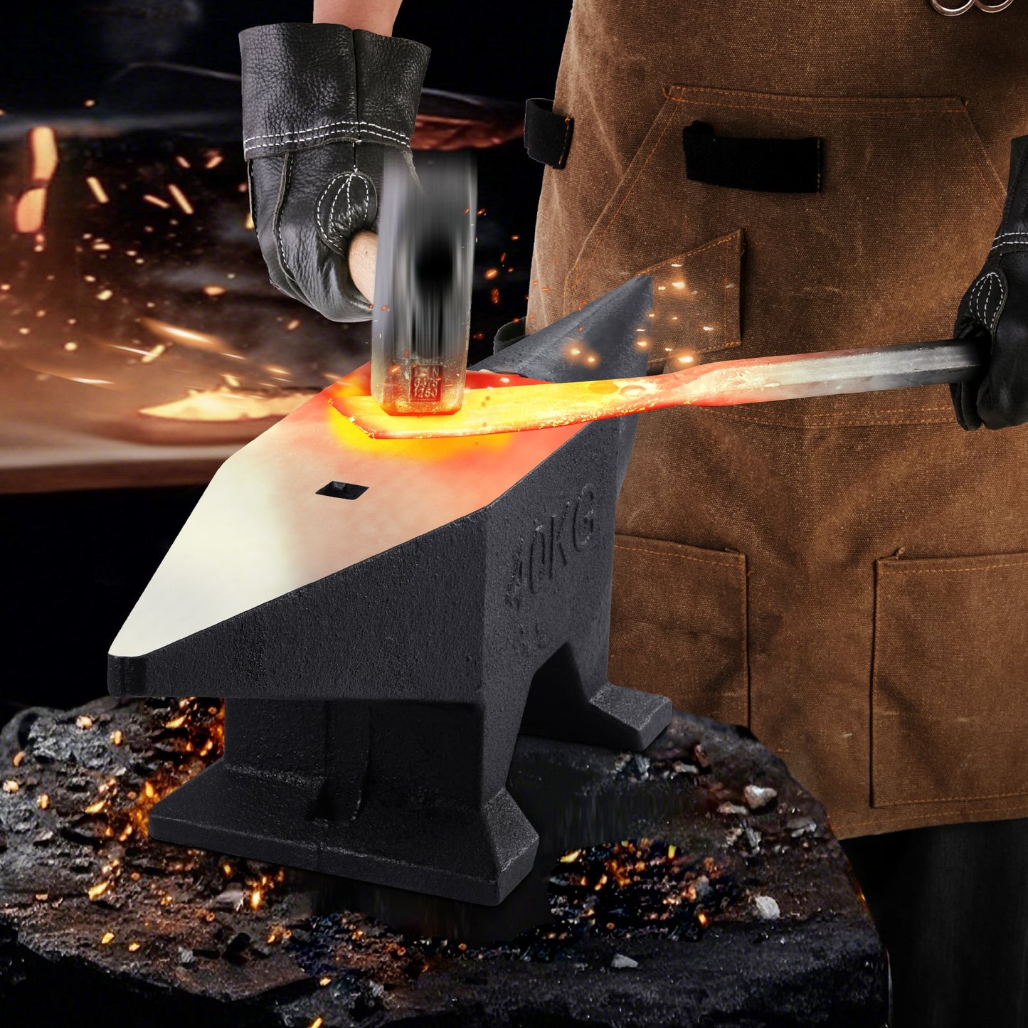 Cast Iron Anvil, 86 Lbs Single Horn Anvil with Large Countertop and Stable Base, High Hardness Rugged Round Horn Anvil Blacksmith, for Bending, Shaping