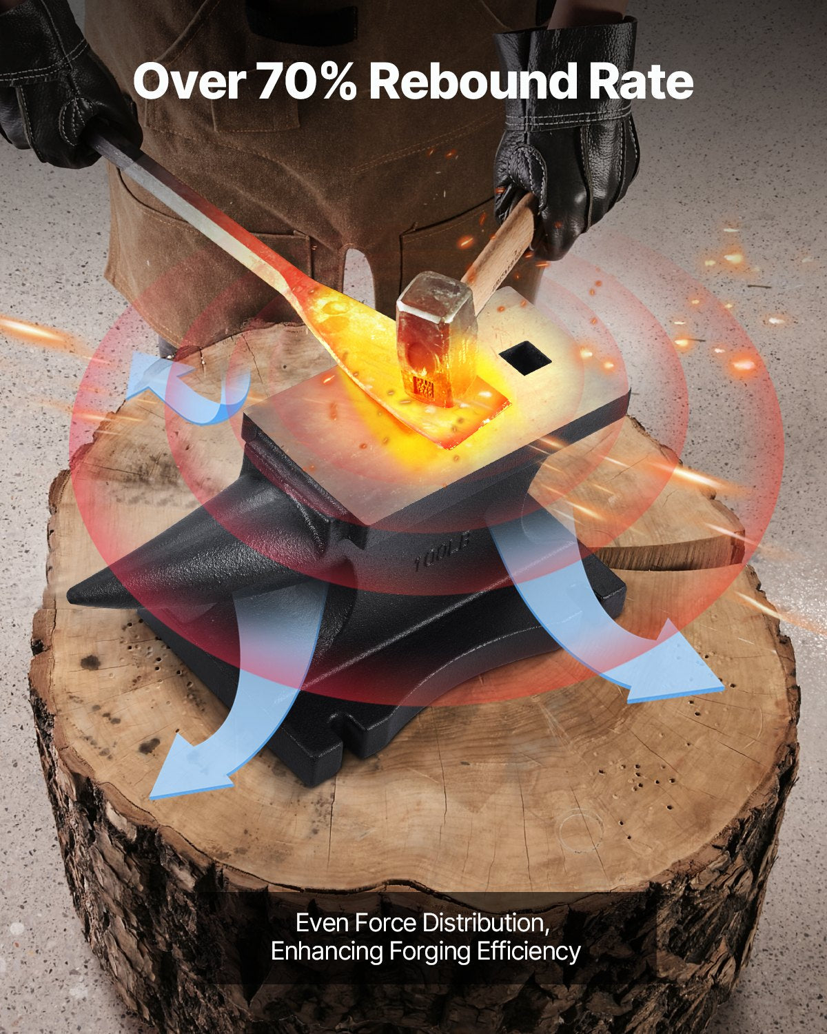 Cast Iron Anvil, 100 Lbs/45kg Single Horn Anvil, with 10.4 x 5 in Countertop and Stable Base, High Hardness Rugged Round Horn Anvil Blacksmith, for Shaping, Bending, Twisting