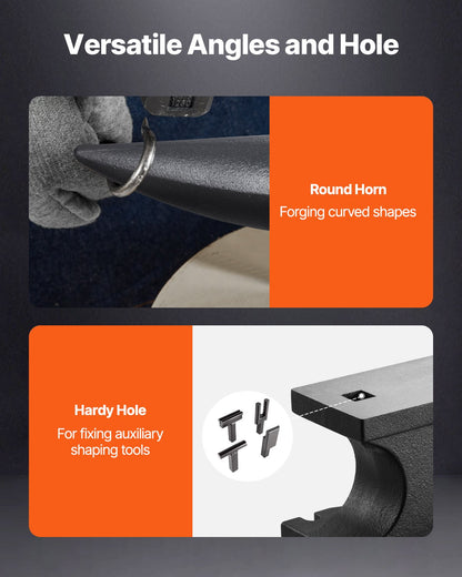 Cast Iron Anvil, 100 Lbs/45kg Single Horn Anvil, with 10.4 x 5 in Countertop and Stable Base, High Hardness Rugged Round Horn Anvil Blacksmith, for Shaping, Bending, Twisting