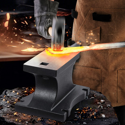 Cast Iron Anvil, 100 Lbs/45kg Single Horn Anvil, with 10.4 x 5 in Countertop and Stable Base, High Hardness Rugged Round Horn Anvil Blacksmith, for Shaping, Bending, Twisting
