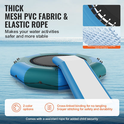 10ft aufblasbares Wassertrampolin Schwimmplattform hüpfen mit Rutsche am Poolsee