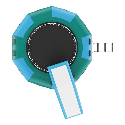 10ft aufblasbares Wassertrampolin Schwimmplattform hüpfen mit Rutsche am Poolsee