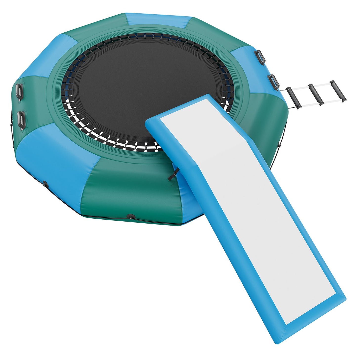 10ft aufblasbares Wassertrampolin Schwimmplattform hüpfen mit Rutsche am Poolsee