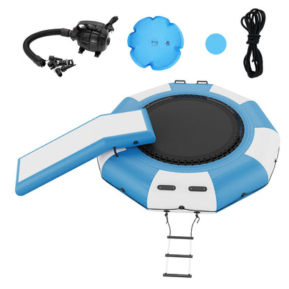 10ft aufblasbares Wassertrampolin Schwimmplattform hüpfen mit Rutsche am Poolsee