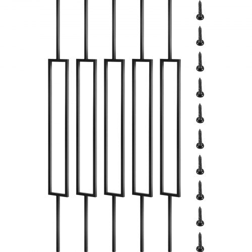 Deck Balusters, 10 Pack Metal Deck Spindles, 44\"x0.5\" Staircase Baluster with Screws, Iron Deck Railing for Wood and Composite Deck, Stylish Black Baluster for Outdoor Stair Deck Porch