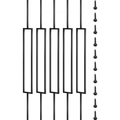Deck Balusters, 10 Pack Metal Deck Spindles, 44\"x0.5\" Staircase Baluster with Screws, Iron Deck Railing for Wood and Composite Deck, Stylish Black Baluster for Outdoor Stair Deck Porch