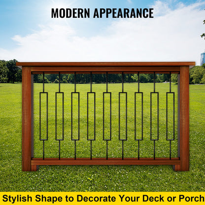 Deck Balusters, 10 Pack Metal Deck Spindles, 44\"x0.5\" Staircase Baluster with Screws, Iron Deck Railing for Wood and Composite Deck, Stylish Black Baluster for Outdoor Stair Deck Porch