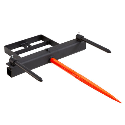 39-Zoll-Heuspieß, Ballenspieß mit 1600 Pfund Tragkraft, Schaufelaufsatz für Kompaktlader mit 2 17,5-Zoll-Stabilisierungsspießchen und 60-Zoll-Kette, Schnellbefestigungs-Nagelgabeln