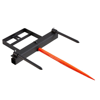 39-Zoll-Heuspieß, Ballenspieß mit 1600 Pfund Tragkraft, Schaufelaufsatz für Kompaktlader mit 2 17,5-Zoll-Stabilisierungsspießchen und 60-Zoll-Kette, Schnellbefestigungs-Nagelgabeln