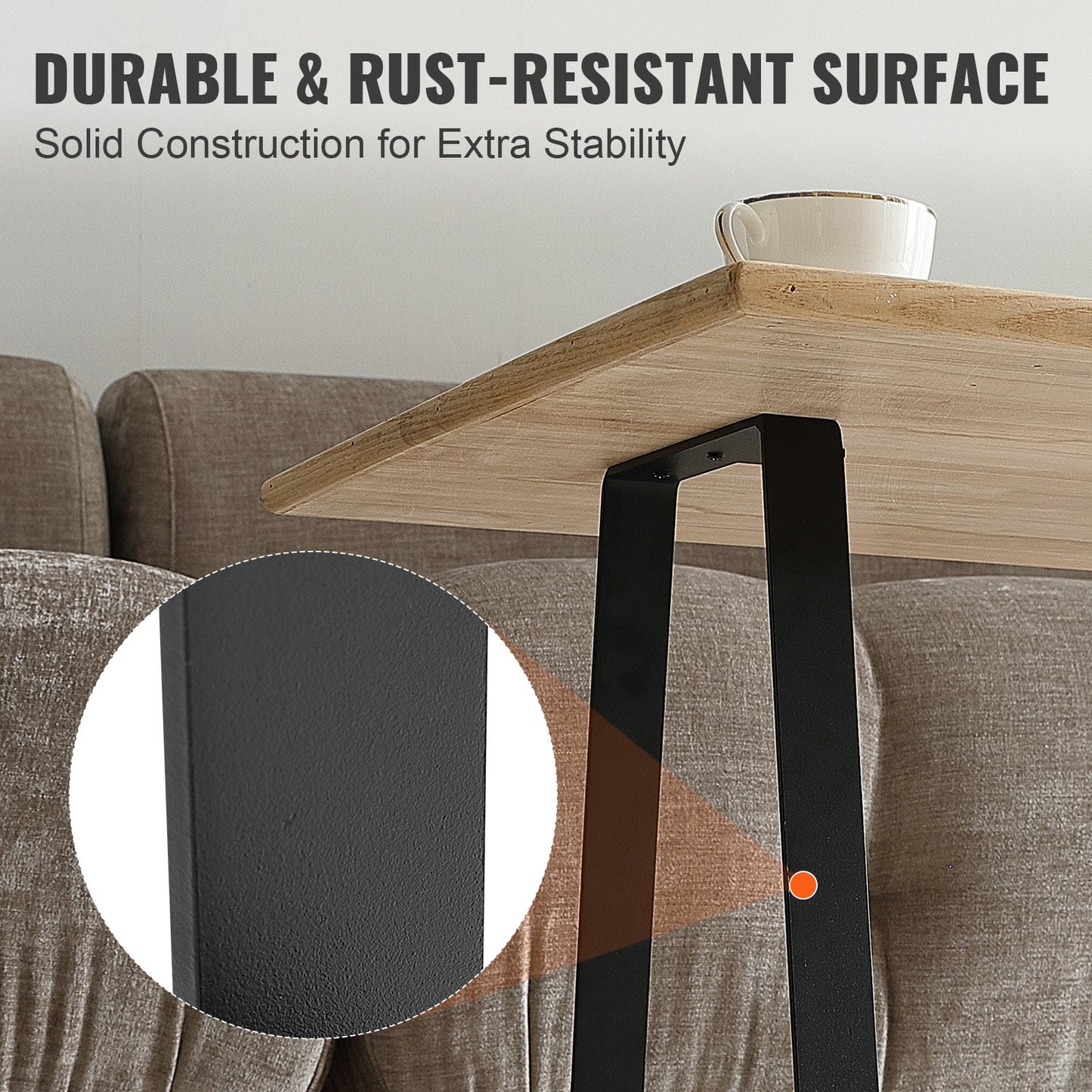 406,4 mm trapezförmige Tischbeine aus Stahl, Ersatz-Möbelbeine, 2er-Set für DIY-Couchtisch, modernen Schreibtisch, Bank, Nachttisch, Sofa, maximale Tragkraft 181,4 kg, strapazierfähig, schnell montierbare Beine, schwarz