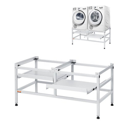 Washing Machine Stand, 48.5x25-Inch Washer Laundry Pedestal, 590LBS Load Capacity Washer And Dryer Pedestal Base with Double Trays, 4 Adjustable Feet for Lifting Washing Machines, Carbon Steel