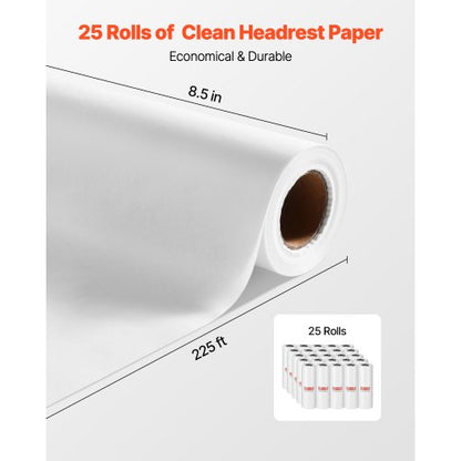 Kopfstützen-Papierrollen, 25 Stück, 21,6 x 68,7 m, glattes Einweg-Untersuchungspapier für medizinische Zwecke | EU