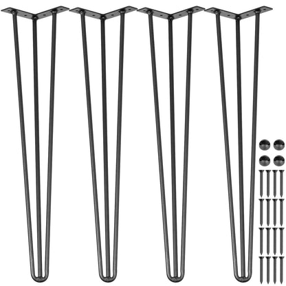 Haarnadel-Tischbeine, 50,8 cm, Schwarz, 4er-Set, Schreibtischbeine, je 100 kg Tragkraft, Haarnadel-Tischbeine, 3 Stangen für Bank, Schreibtisch, Tisch, Esstisch, Stühle, Kohlenstoffstahl, DIY-Tischbeine, Hochleistungsmöbel