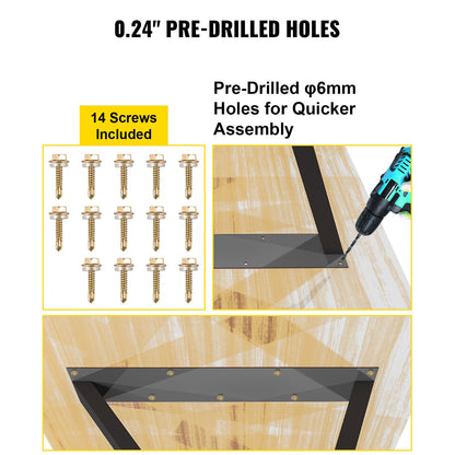 Z-förmige Tischbeine aus Metall, Esstischbeine, 28 x 18 Zoll, Schreibtischbeine, 2er-Set
