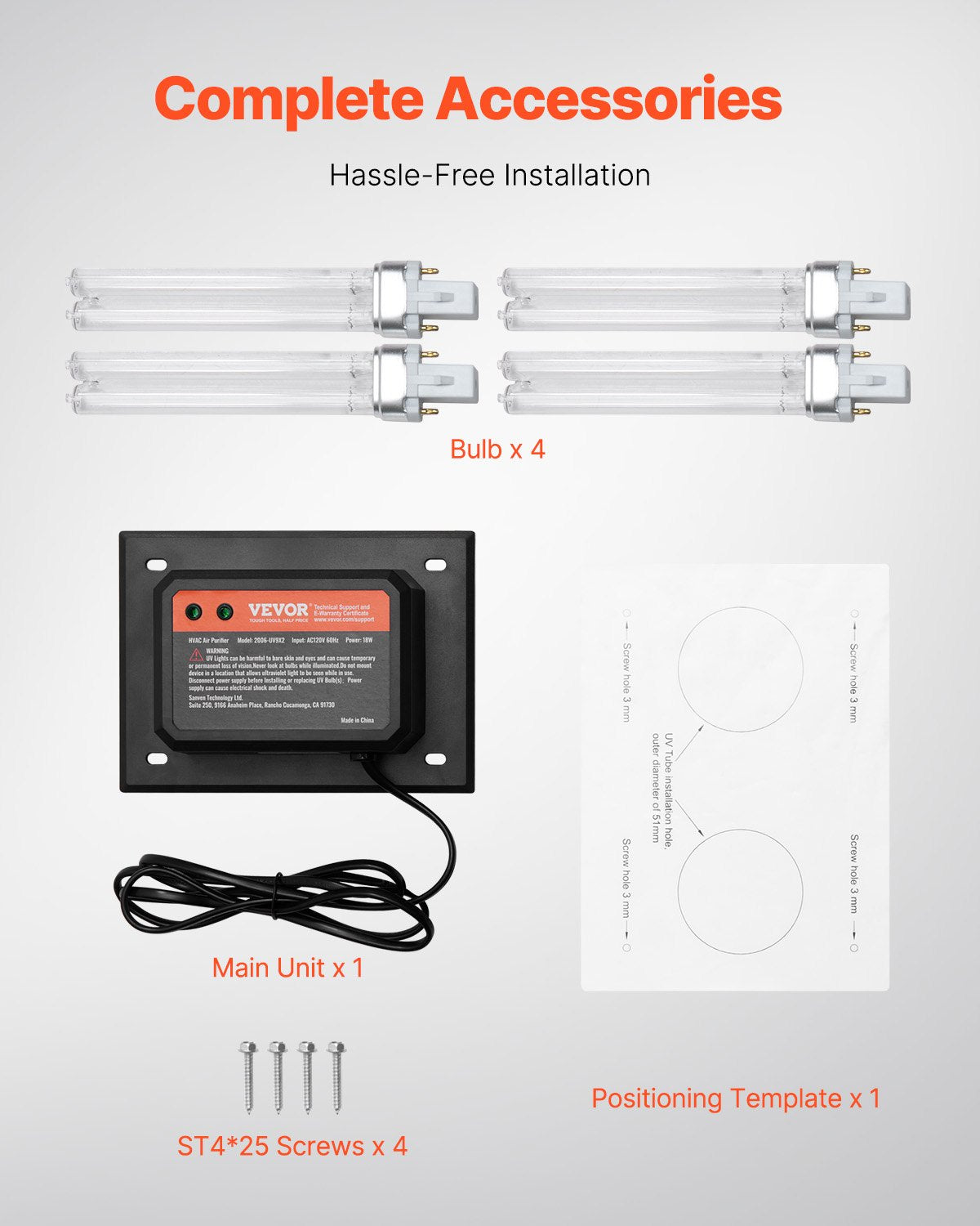 HVAC-Luftreiniger-ganzes Haus 18W 7 Zoll UV-Licht im Kanal für Wechselstrom-System