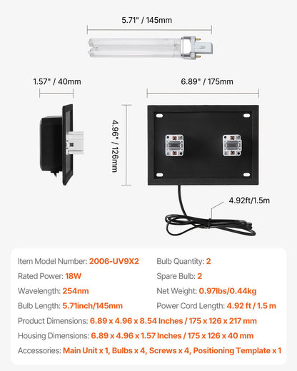 HVAC-Luftreiniger-ganzes Haus 18W 7 Zoll UV-Licht im Kanal für Wechselstrom-System