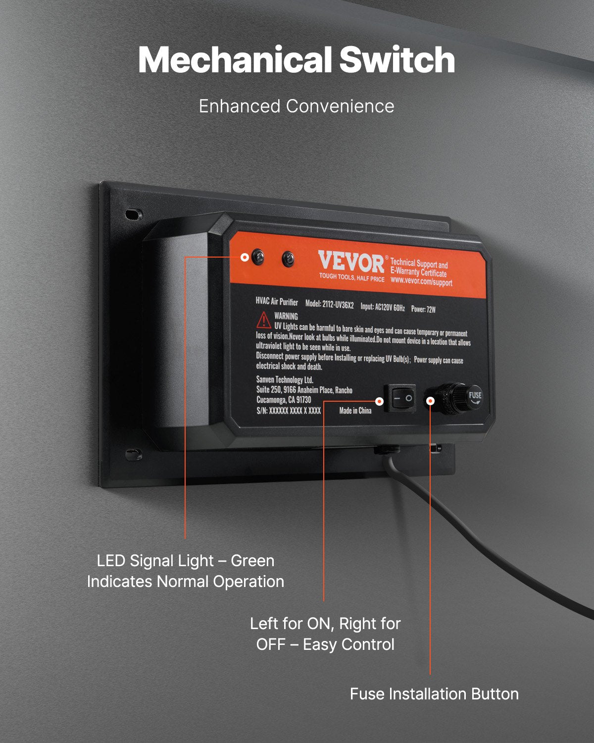 HVAC-Luftreiniger-ganzes Haus 72W 16 Zoll-UV-Licht im Kanal für Wechselstrom-System