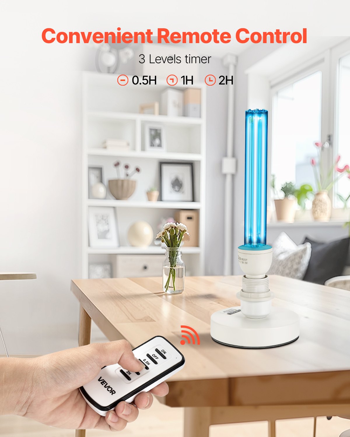 UV Light, 25W Ultraviolet Lamp with Ozone Purifier, Portable UVC Lamp with Remote Control, UVO Light Bulb with Base and 30/60/120 Min 3-Gear Timer, for 400 sqft Living Room, Bedroom, Hotel