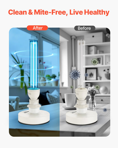 UV Light Bulb, 2 Pack, 25W Replacement Ultraviolet UVC Lamp with Ozone, 253.7 nm + 185 nm Wavelength UVO Light Bulb, E27 Universal, for 400 sqft Living Room, Classroom, Office, Restaurant