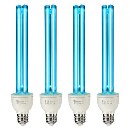 UV Light Bulb, 4 Pack, 25W Replacement Ultraviolet UVC Lamp with Ozone, 253.7 nm + 185 nm Wavelength UVO Light Bulb, E27 Universal, for 400 sqft Living Room, Classroom, Office, Restaurant