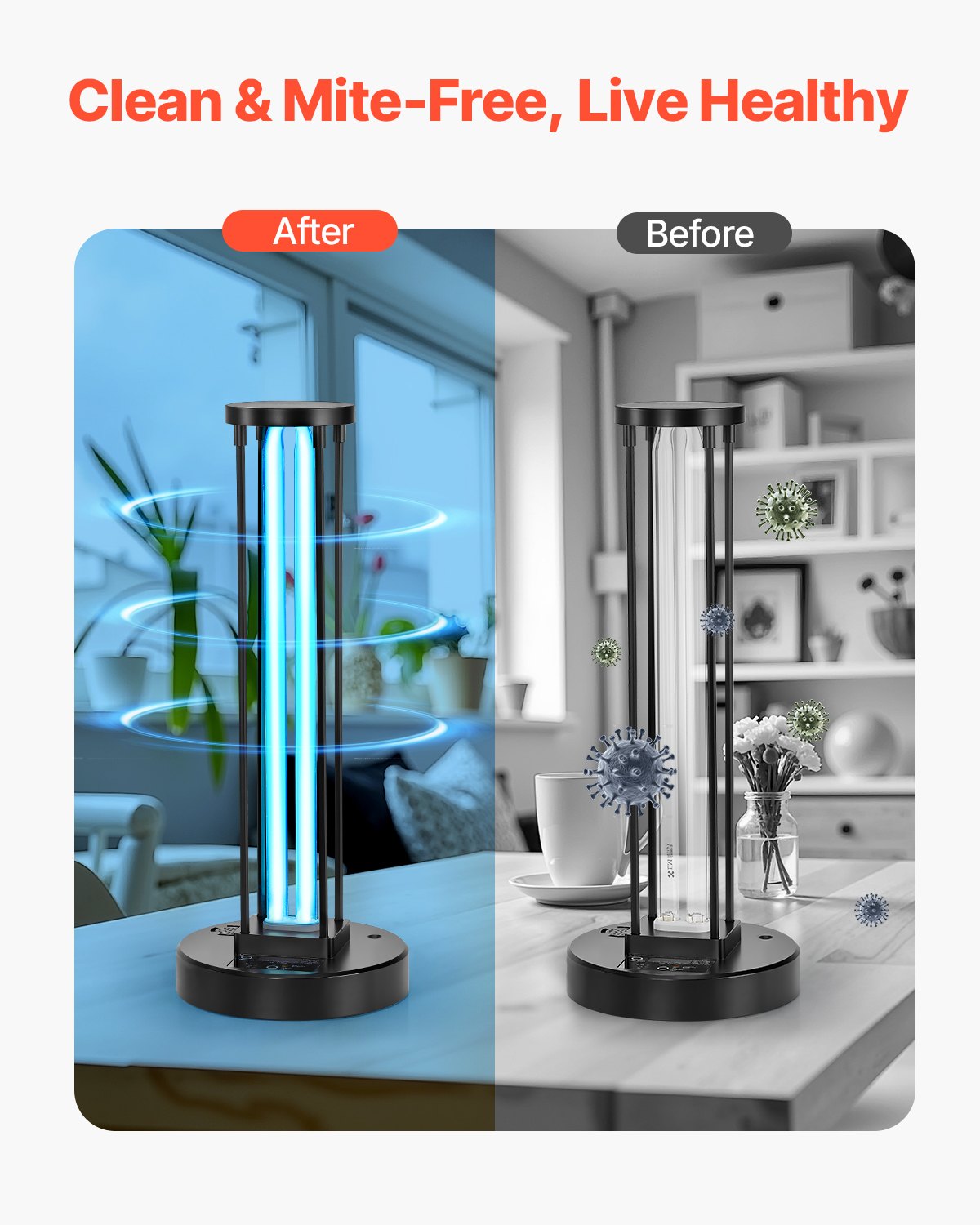 UV Light, 36W Ultraviolet Lamp with Ozone Purifier, UVC Lamp with 30/60/120 Minutes 3-Gear Timer and Remote Control, for Room up to 400 sqft, UVO Lights for Living Room, Bedroom, Hotel, School