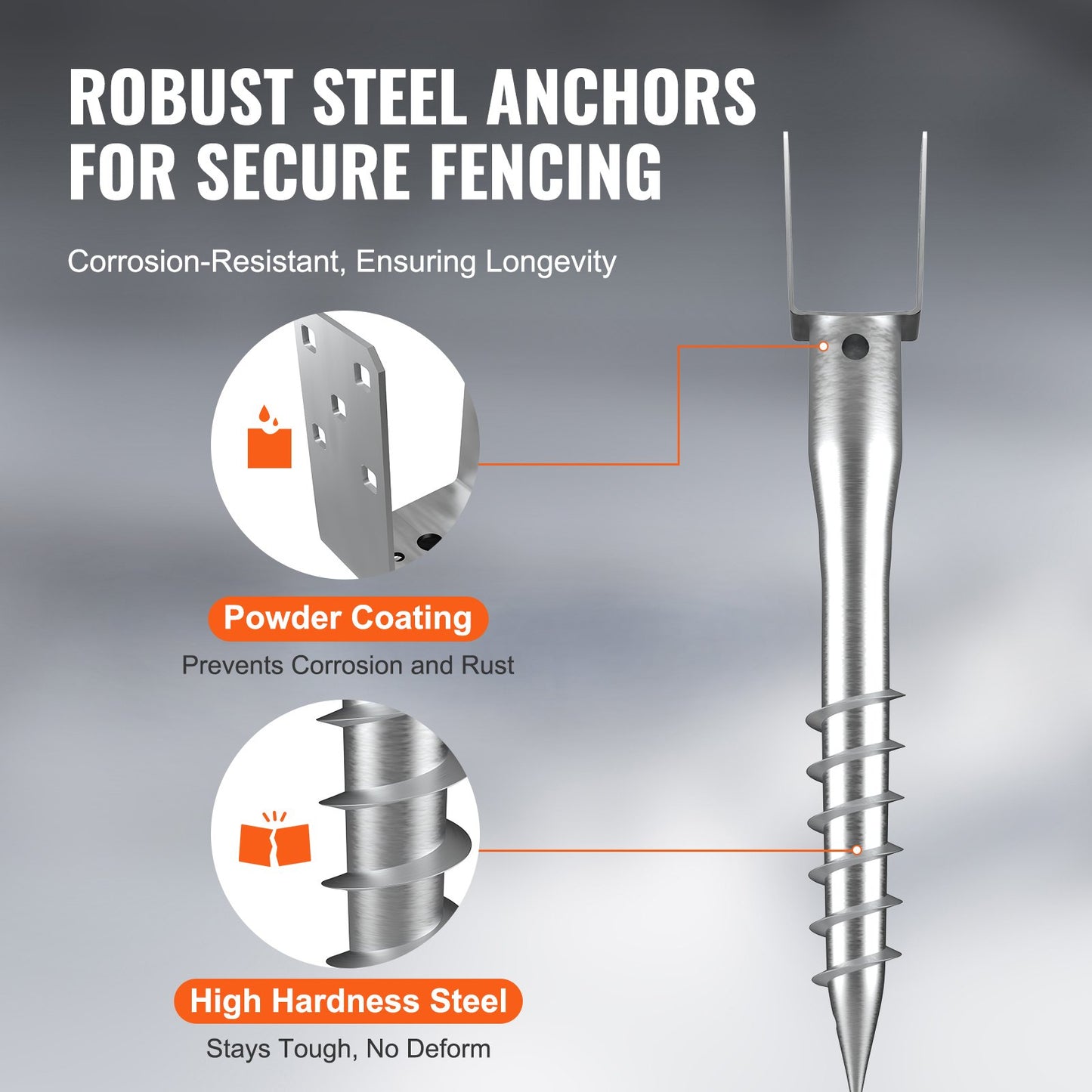 No Dig Ground Anchor, 1 Pack 3.94 x 2.76 x 27.56 in DIY Screw in Post Stake, Includes 6 Lag Bolts & a Rebar, U-Shape Heavy Duty Steel Post Holder, Great for Mailbox Posts and Fence Posts