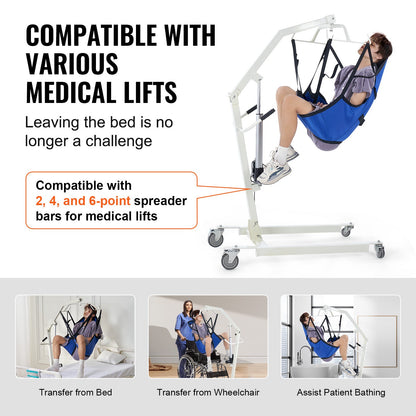 Patient Lift Sling with Head Support- Small Size, U Shape Divided Leg Transfer Sling for Bathing, Patient Lift Medical Sling for Elderly, Disabled, Bedridden, 600LBS