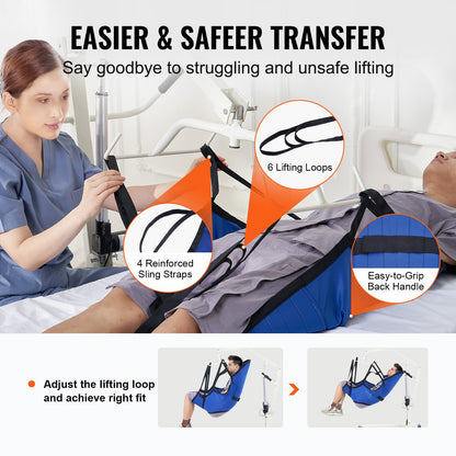 Patient Lift Sling with Head Support- Large Size, Universal Patient Lift Sling, Divided Leg Transfer Sling for Bathing, Patient Lift Medical Sling for Elderly, Disabled, Bedridden, 600LBS