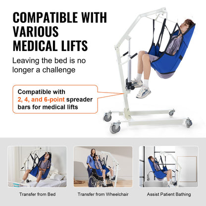 Patient Lift Sling with Head Support- Large Size, Universal Patient Lift Sling, Divided Leg Transfer Sling for Bathing, Patient Lift Medical Sling for Elderly, Disabled, Bedridden, 600LBS