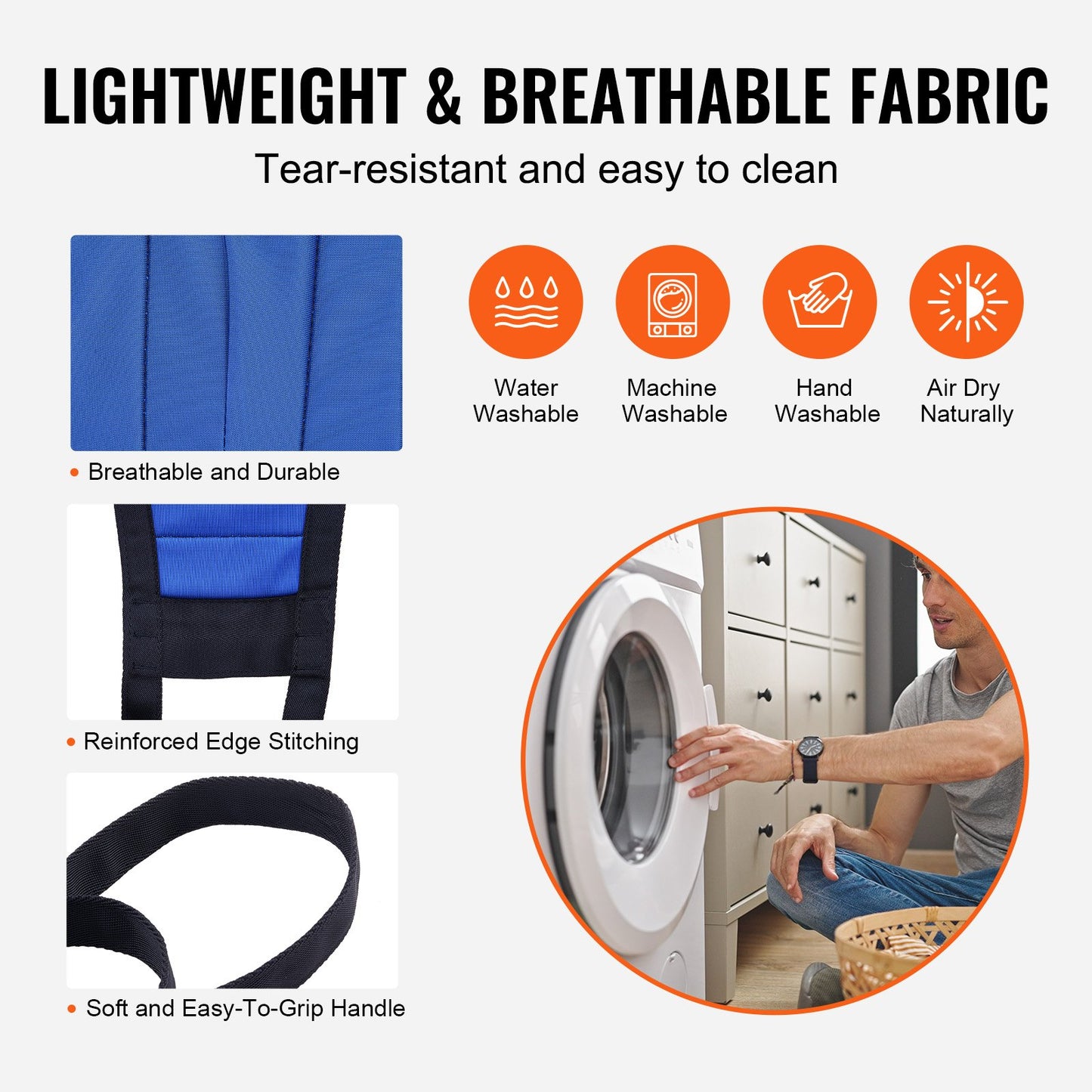 Patient Lift Sling with Head Support- Large Size, Universal Patient Lift Sling, Divided Leg Transfer Sling for Bathing, Patient Lift Medical Sling for Elderly, Disabled, Bedridden, 600LBS