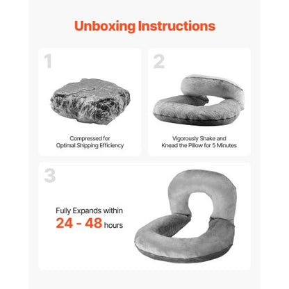 Lesekissen Groß Großes U-förmiges Sitzkissen mit weichem Samt Grau