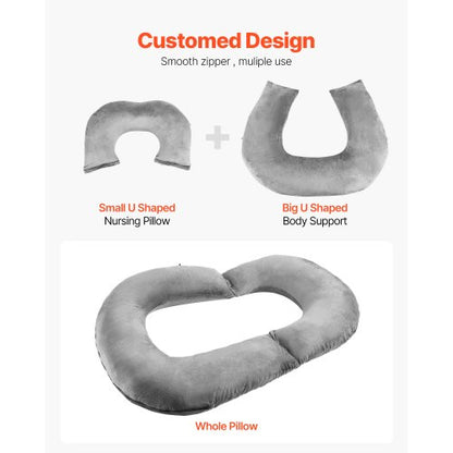 Lesekissen Groß Großes U-förmiges Sitzkissen mit weichem Samt Grau