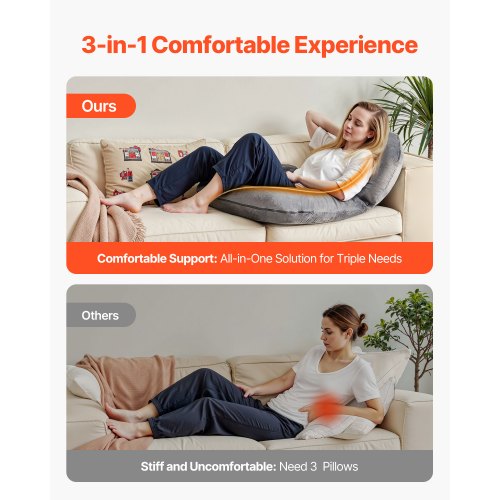 Lesekissen Groß Großes U-förmiges Sitzkissen mit weichem Samt Grau