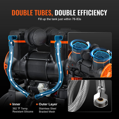 Luftkompressor 9,3 Gallonen 1800 W 5,12 CFM @ 90 PSI 70 dB Ultraleise Ölfrei