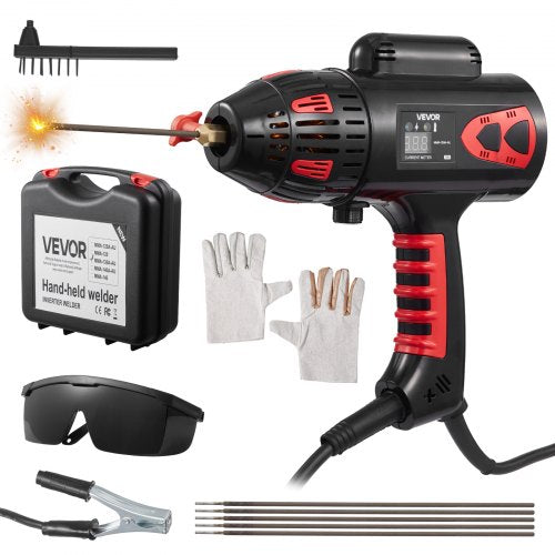 Portable Handheld Welding Machine, 20 - 130A Portable ARC Welder with Stepless Current Adjustment & IGBT Inverter, 115V Handheld Stick Welder Digital Display Fit for 1/16"-1/8" Welding Rods