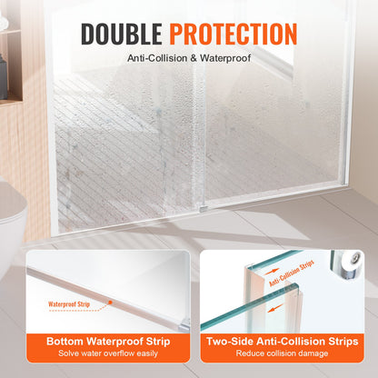 Ramlös duschdörr 58-59" x 75" SGCC härdat glas 5/16" krom